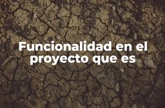 Funcionalidad en el Proyecto que es