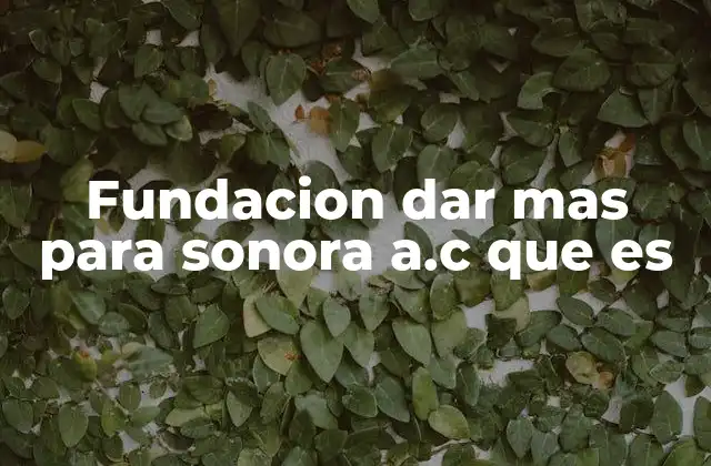 Fundacion Dar mas para Sonora A.c que es