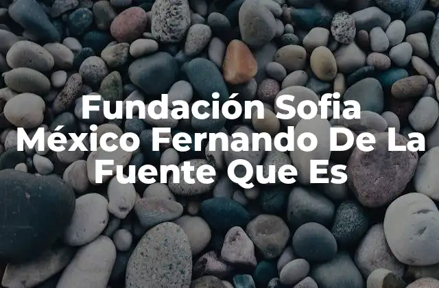 Fundación Sofia México Fernando de la Fuente que es