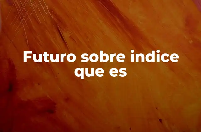 Futuro sobre Indice que es