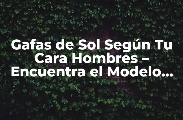 Gafas de Sol según Tu Cara Hombres – Encuentra el Modelo Perfecto para Ti