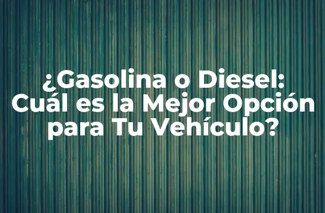 ¿gasolina o Diesel: Cuál es la Mejor Opción para Tu Vehículo?