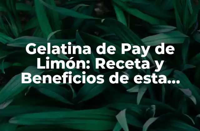 Gelatina de Pay de Limón: Receta y Beneficios de Esta Deliciosa Postre