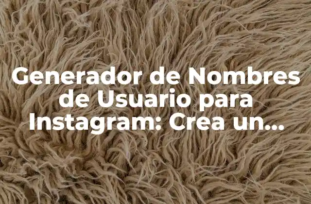Generador de Nombres de Usuario para Instagram: Crea un Nombre Único y Atractivo