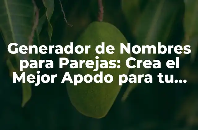 Generador de Nombres para Parejas: Crea el Mejor Apodo para Tu Relación