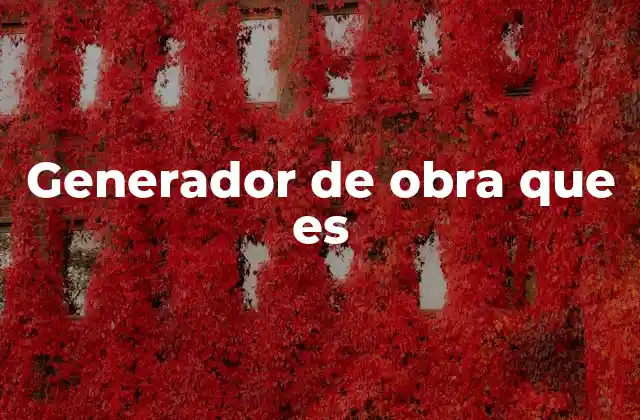 Generador de Obra que es