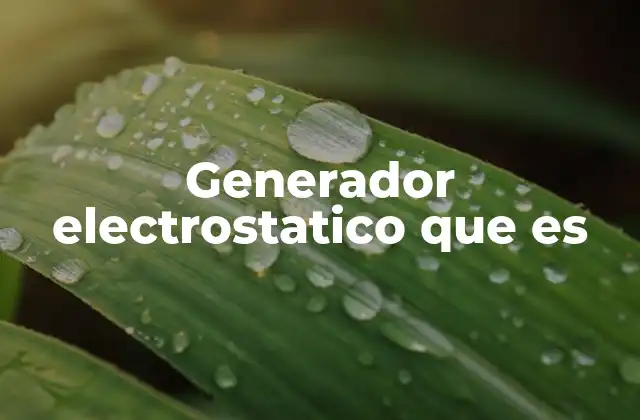 Generador Electrostatico que es