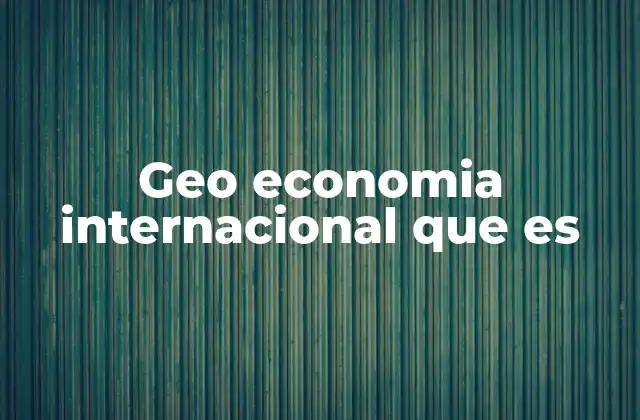 Geo Economia Internacional que es