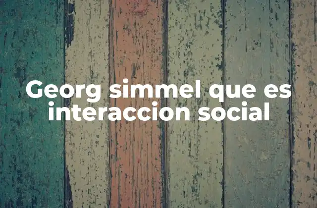 Georg Simmel que es Interaccion Social