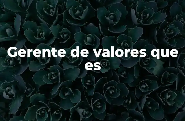 Gerente de Valores que es