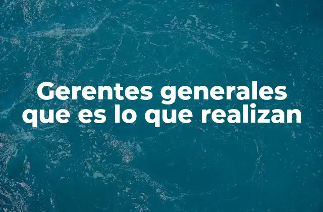 Gerentes Generales que es Lo que Realizan