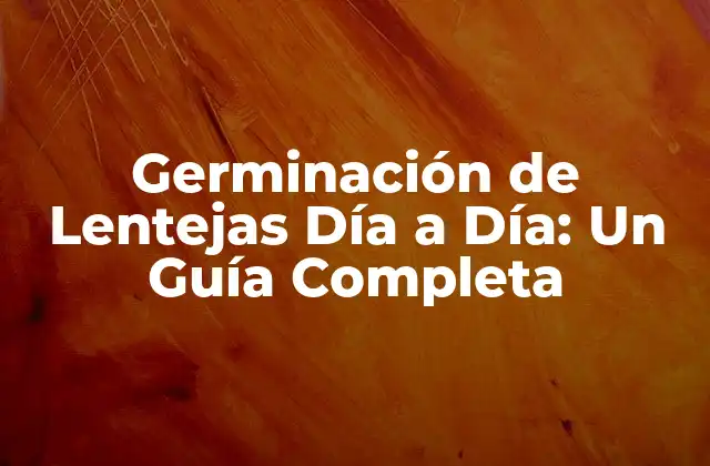 Germinación de Lentejas Día a Día: un Guía Completa