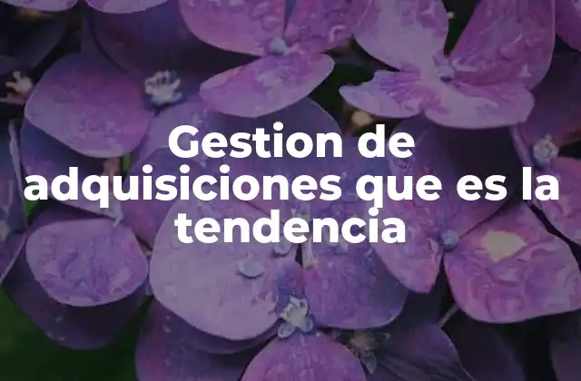 Gestion de Adquisiciones que es la Tendencia