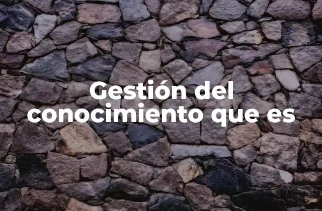 Gestión Del Conocimiento que es