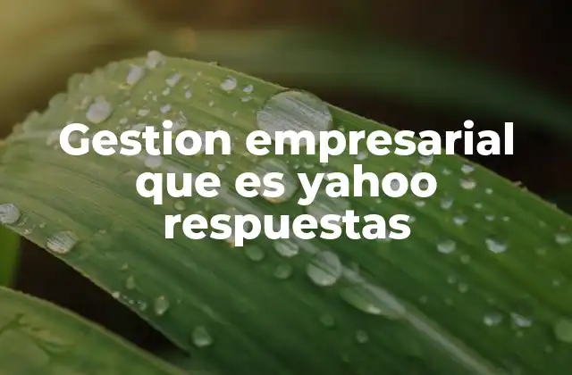 Gestion Empresarial que es Yahoo Respuestas