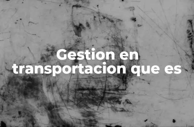 Gestion en Transportacion que es