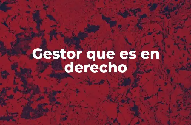 Gestor que es en Derecho 2 El rol del gestor sin mandato legal