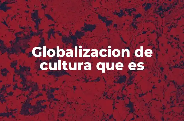 Globalizacion de Cultura que es
