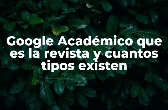 Google Académico que es la Revista y Cuantos Tipos Existen