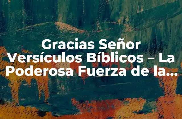 Gracias Señor Versículos Bíblicos – la Poderosa Fuerza de la Gratitud