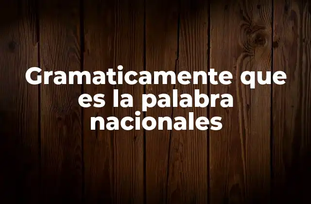 Gramaticamente que es la Palabra Nacionales