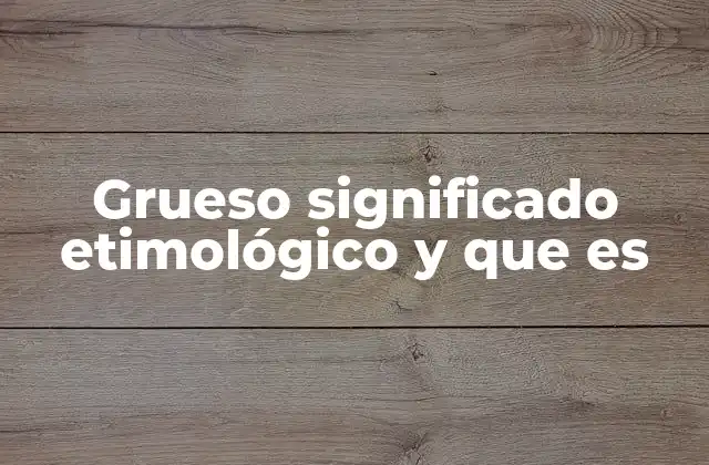 Grueso Significado Etimológico y que es