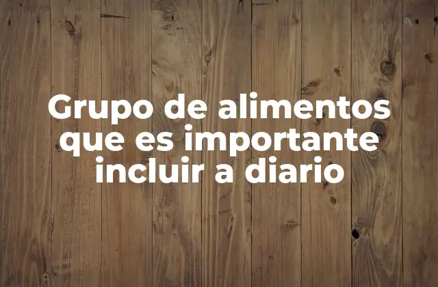 Grupo de Alimentos que es Importante Incluir a Diario
