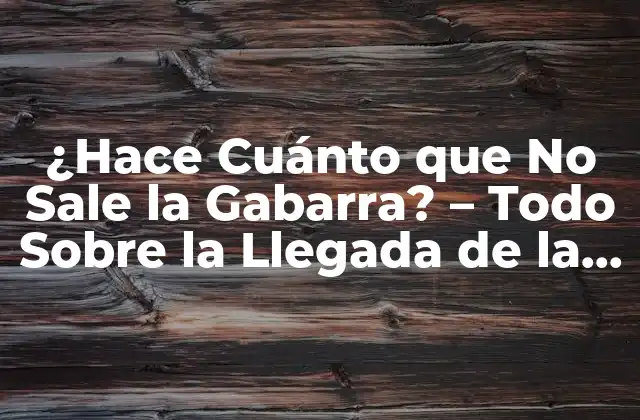 ¿hace Cuánto que No Sale la Gabarra? – Todo sobre la Llegada de la Gabarra