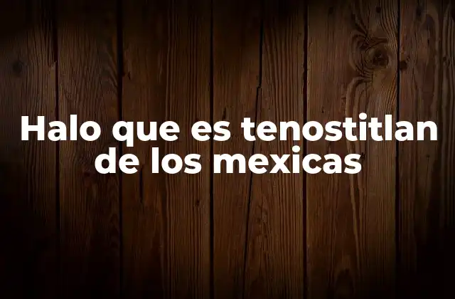 Halo que es Tenostitlan de los Mexicas