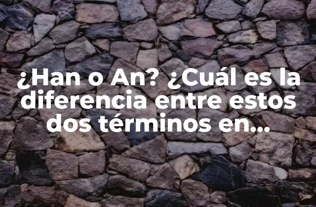 ¿han o An? ¿cuál es la Diferencia entre Estos Dos Términos en Inglés?