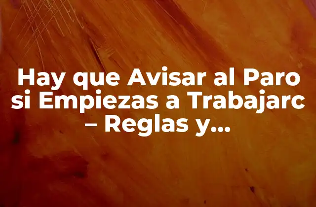 Hay que Avisar Al Paro Si Empiezas a Trabajarc – Reglas y Consecuencias