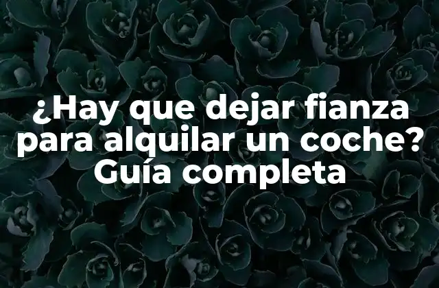 ¿hay que Dejar Fianza para Alquilar un Coche? Guía Completa