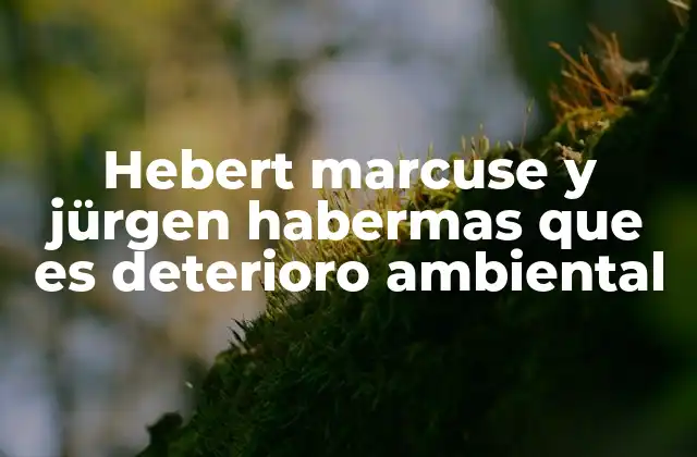 Hebert Marcuse y Jürgen Habermas que es Deterioro Ambiental