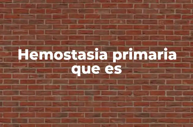 Hemostasia Primaria que es