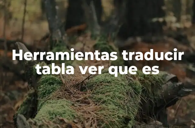 Herramientas Traducir Tabla Ver que es