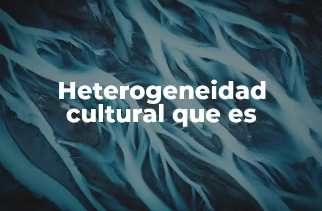 Heterogeneidad Cultural que es