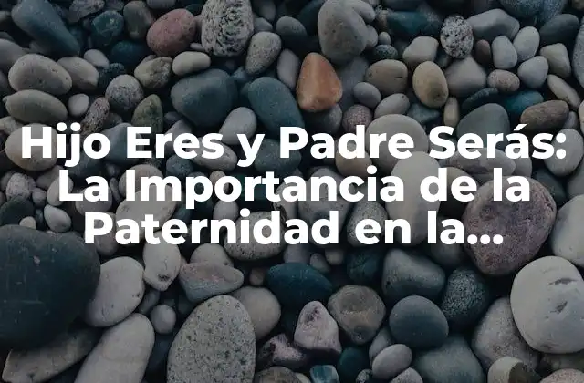 Hijo Eres y Padre Serás: la Importancia de la Paternidad en la Formación de los Niños
