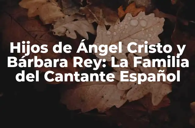 Hijos de Ángel Cristo y Bárbara Rey: la Familia Del Cantante Español
