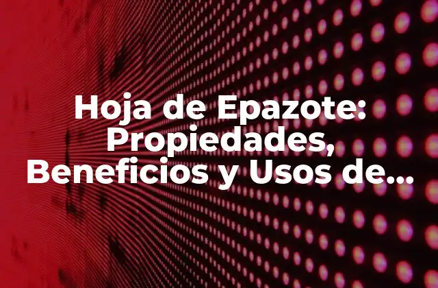 Hoja de Epazote: Propiedades, Beneficios y Usos de Esta Hierba Natural