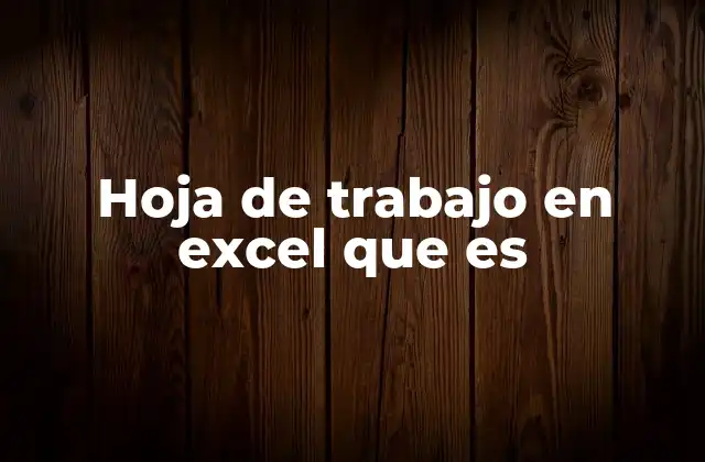 Hoja de Trabajo en Excel que es