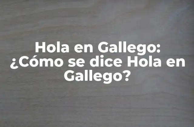 Hola en Gallego: ¿cómo Se Dice Hola en Gallego?