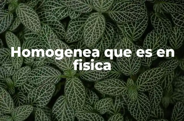 Homogenea que es en Fisica