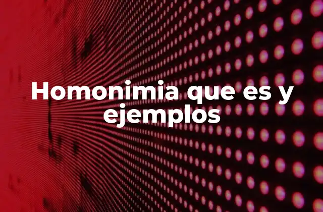 Homonimia que es y Ejemplos