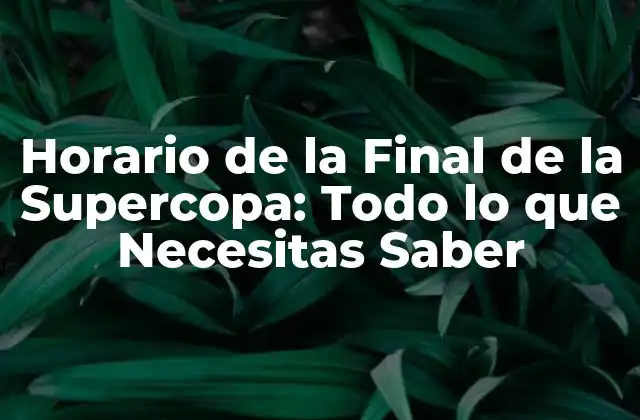 ¿Cuándo se Juega la Final de la Supercopa?