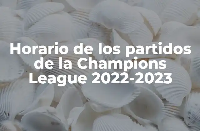 Horario de los Partidos de la Champions League 2022-2023