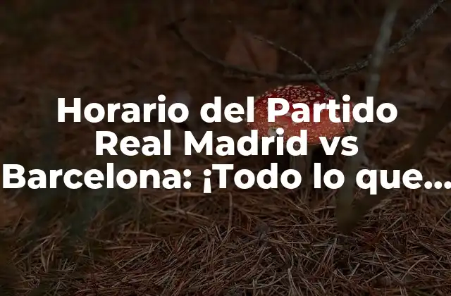 Horario Del Partido Real Madrid Vs Barcelona: ¡todo Lo que Necesitas Saber!