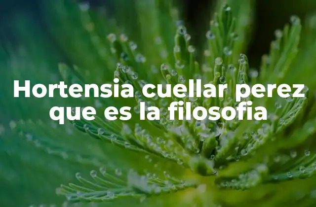 Hortensia Cuellar Perez que es la Filosofia