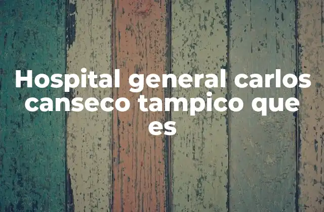 Hospital General Carlos Canseco Tampico que es