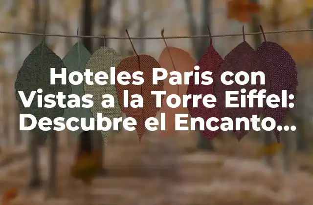 Hoteles Paris con Vistas a la Torre Eiffel: Descubre el Encanto de la Ciudad Del Amor