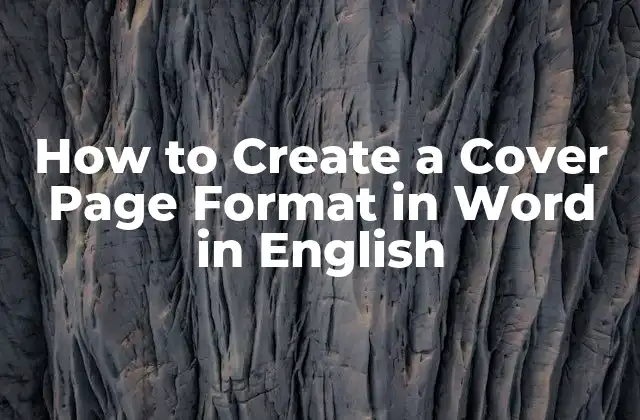 ¿Qué es un formato de portada en Word y para qué sirve?